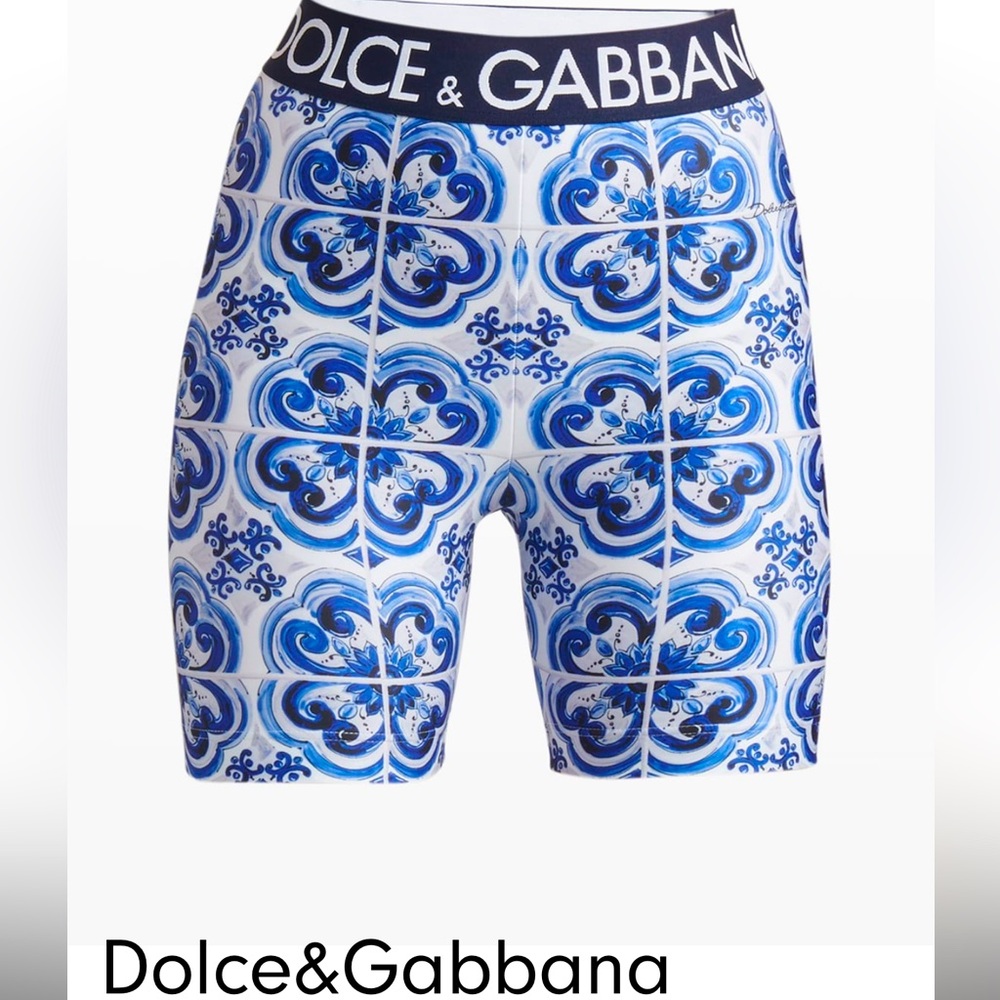 D&G tile print Lycra biker shorts